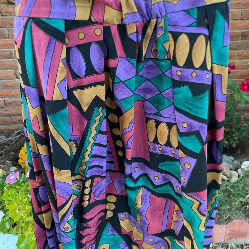 Lilli Ann Collections ~ Large~ USA Union Made  Purple/Black ~ Geometric ~ Dress - Picture 13 of 16